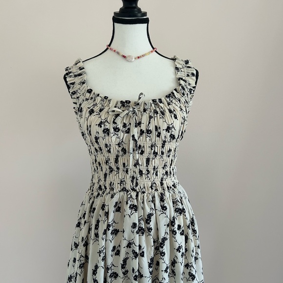 Floral Smocked Midi Dress with Ruffle Straps - Picture 4 of 12